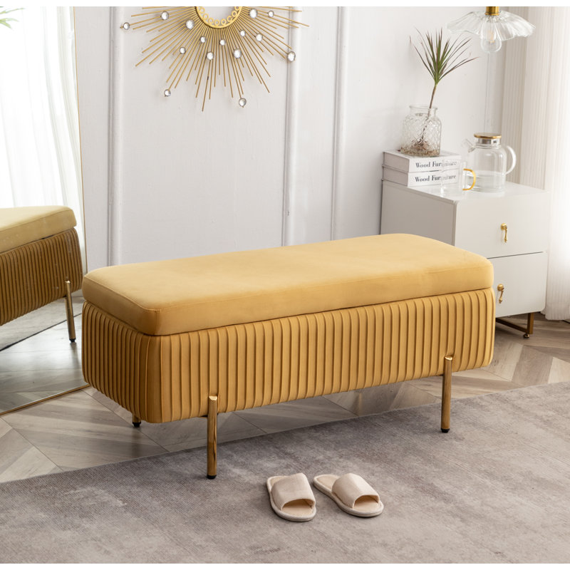 Mercer41 Miajah Velvet Upholstered Flip Top Storage Bench & Reviews